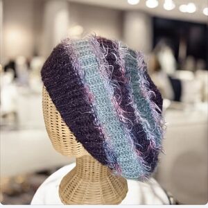 Pretty Knit Beanie Made In Italy For Nordstrom Sparkly Fuzzy Versatile PomPom